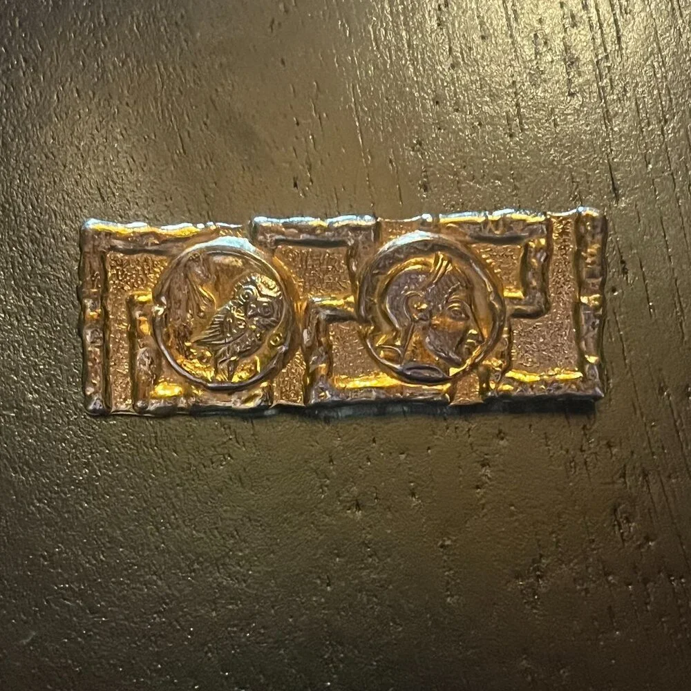 Vintage Gold tone Brooch with Owl and Centurion Design
